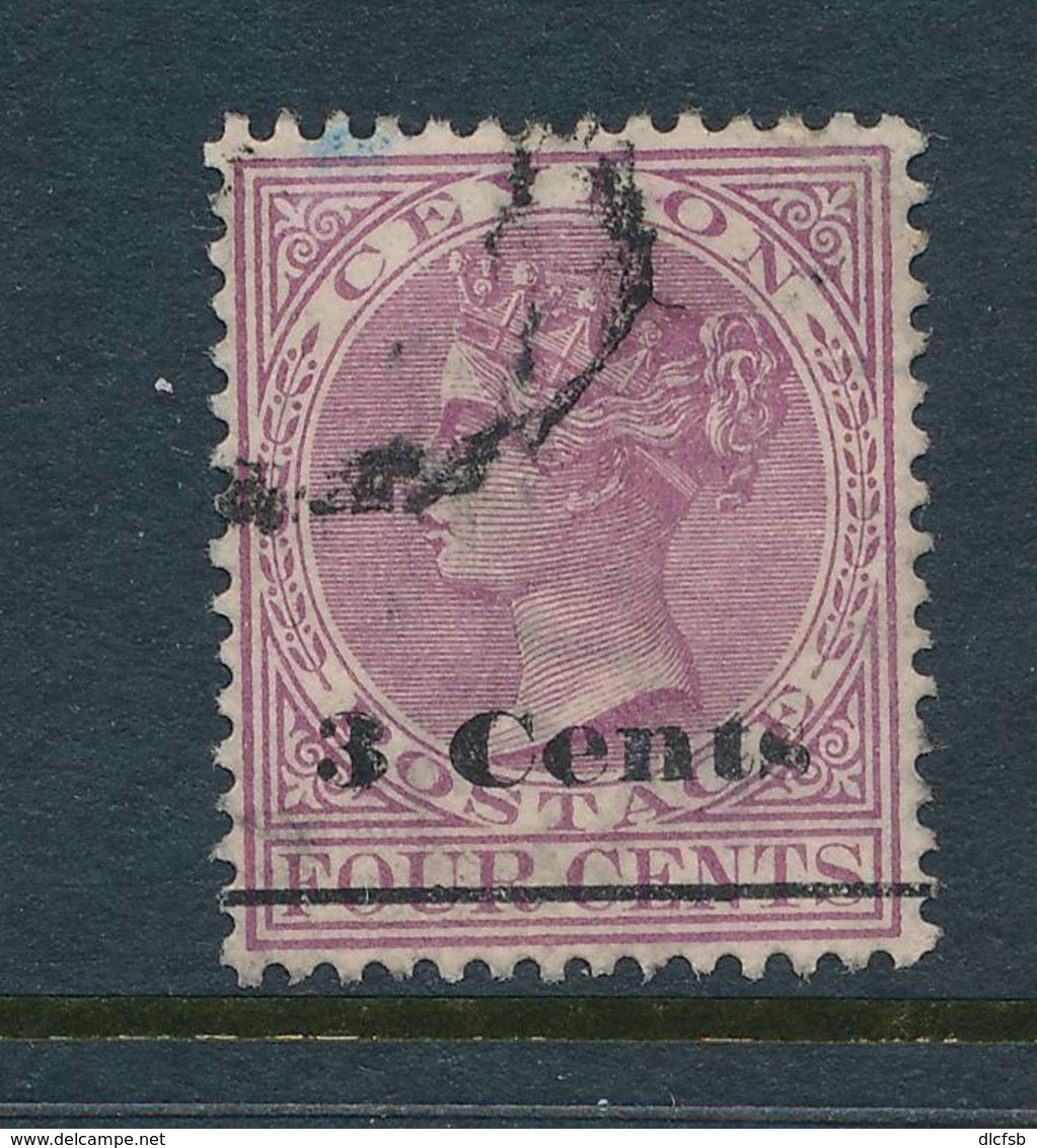 CEYLON, 1892 3c On 4c Mauve Very Fine - Ceylon (...-1947)