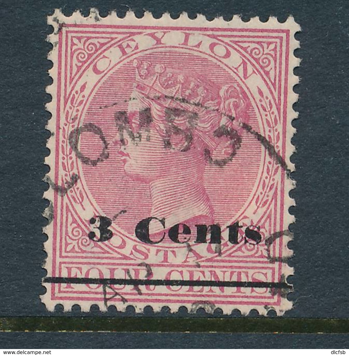 CEYLON, 1892 3c On 4c Rose Very Fine, Cat £13 - Ceylon (...-1947)