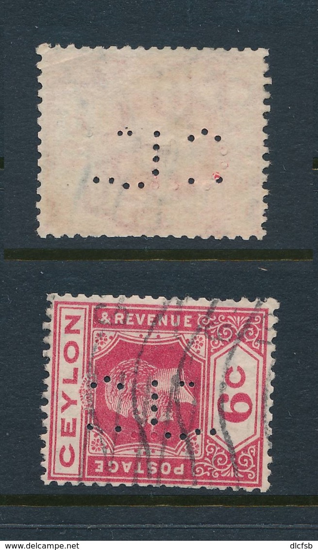 CEYLON, Perfin  C Ltd On George V 6c - Ceylon (...-1947)