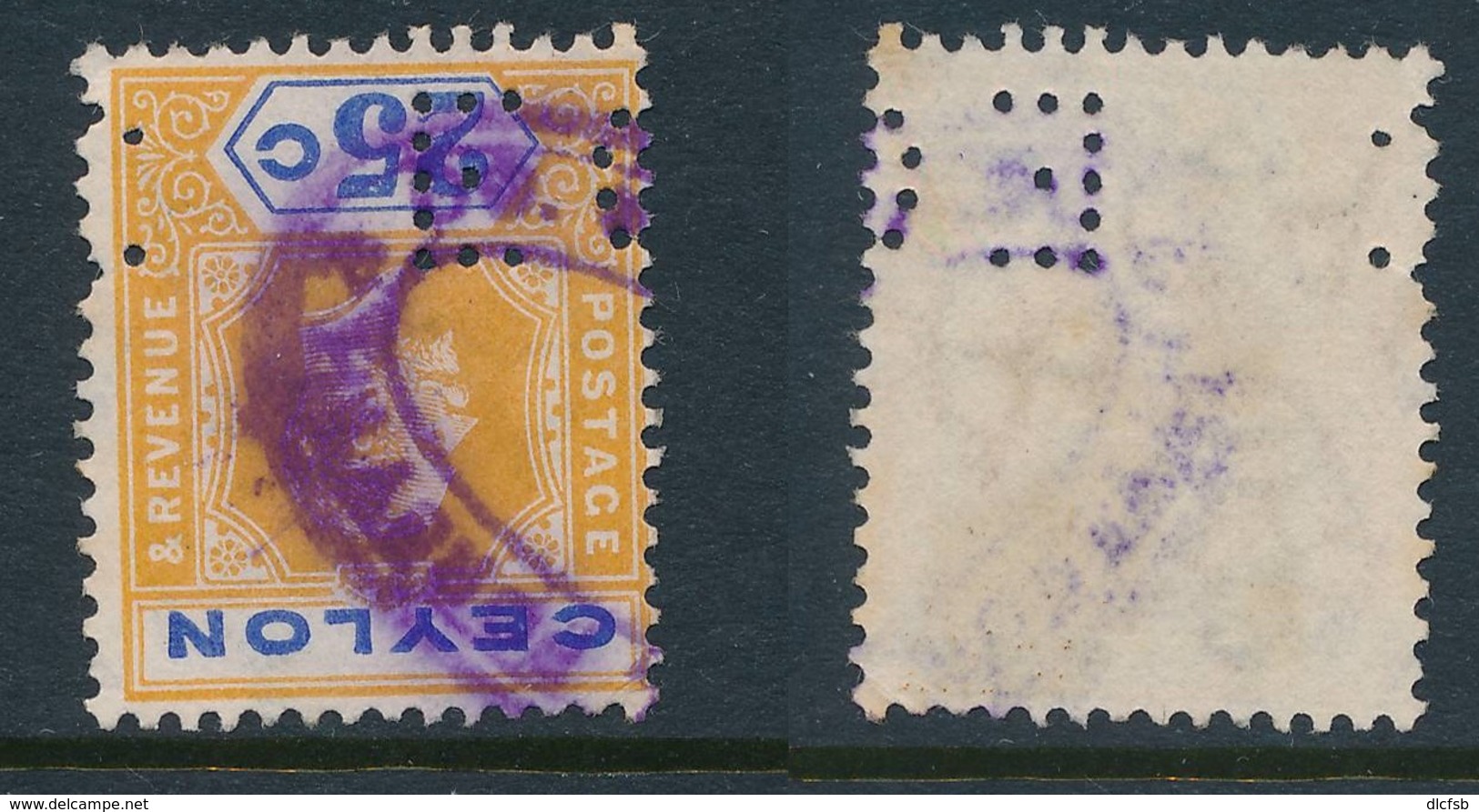 CEYLON, Perfin  EC - Ceylon (...-1947)