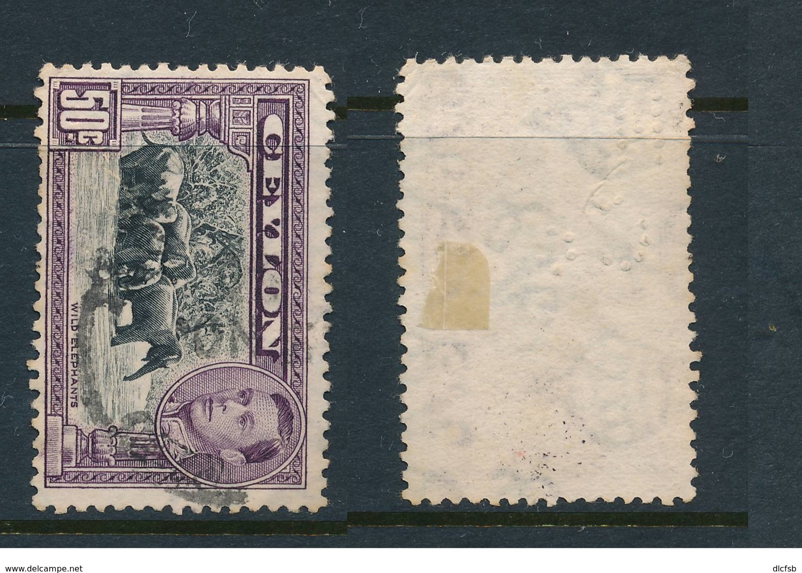 CEYLON, Perfin  H & Co On George VI 50c - Ceylon (...-1947)