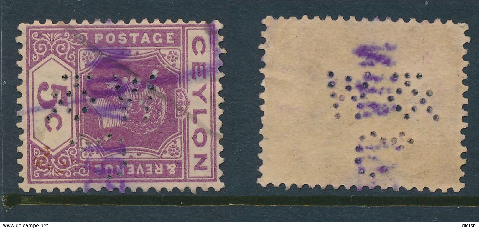 CEYLON, Perfin  W & Co  George V 5c - Ceylon (...-1947)