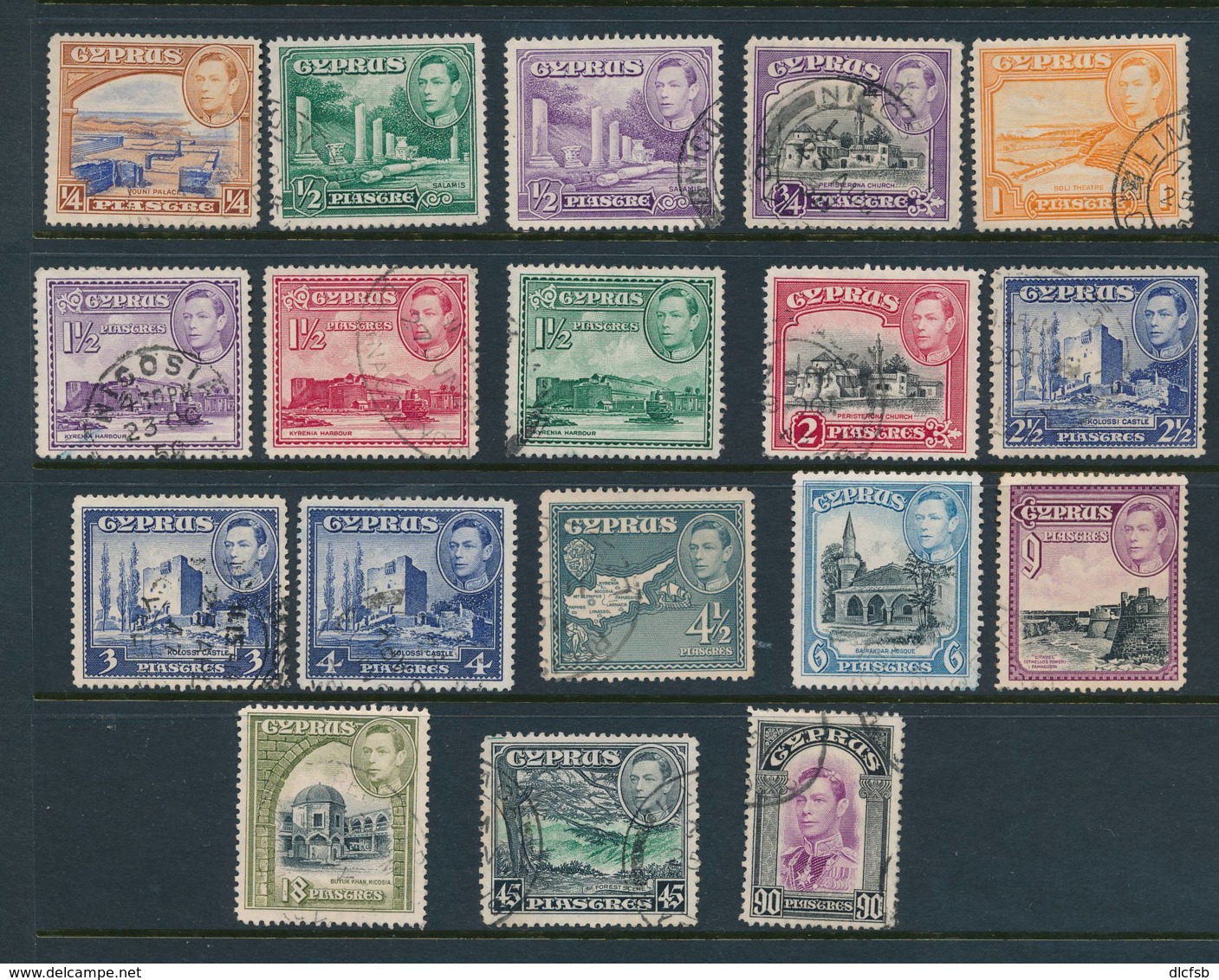 CYPRUS, 1938 Complete To 90 Pi Fine, Cat £28 - Cyprus (...-1960)