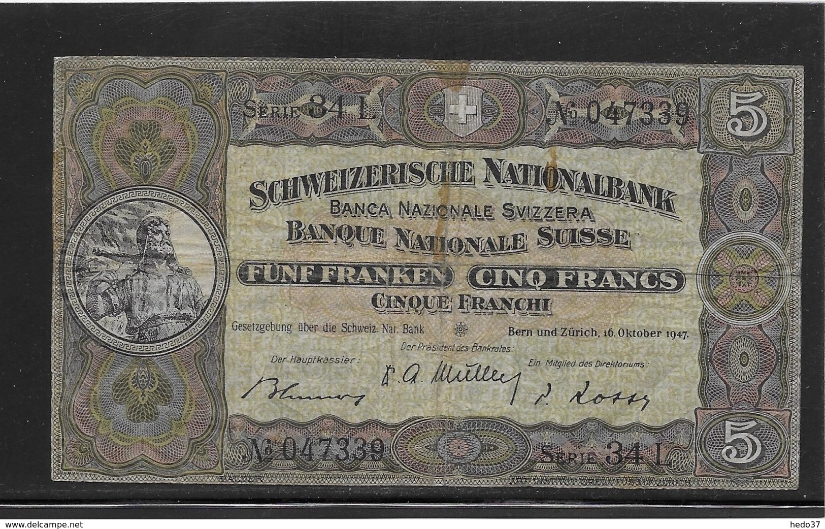 Suisse - 5 Francs 1947 - Pick N°11m - TB - Suisse