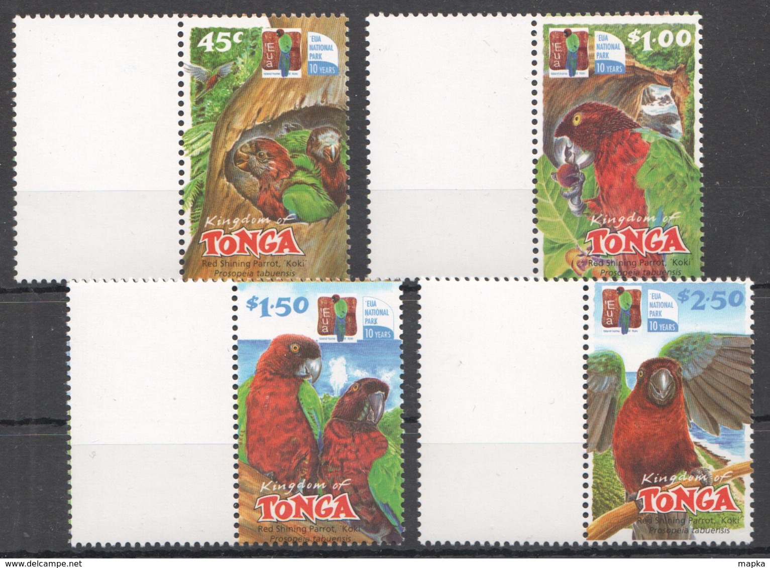 V557 KINGDOM OF TONGA FAUNA BIRDS PARROTS 1SET MNH - Perroquets & Tropicaux