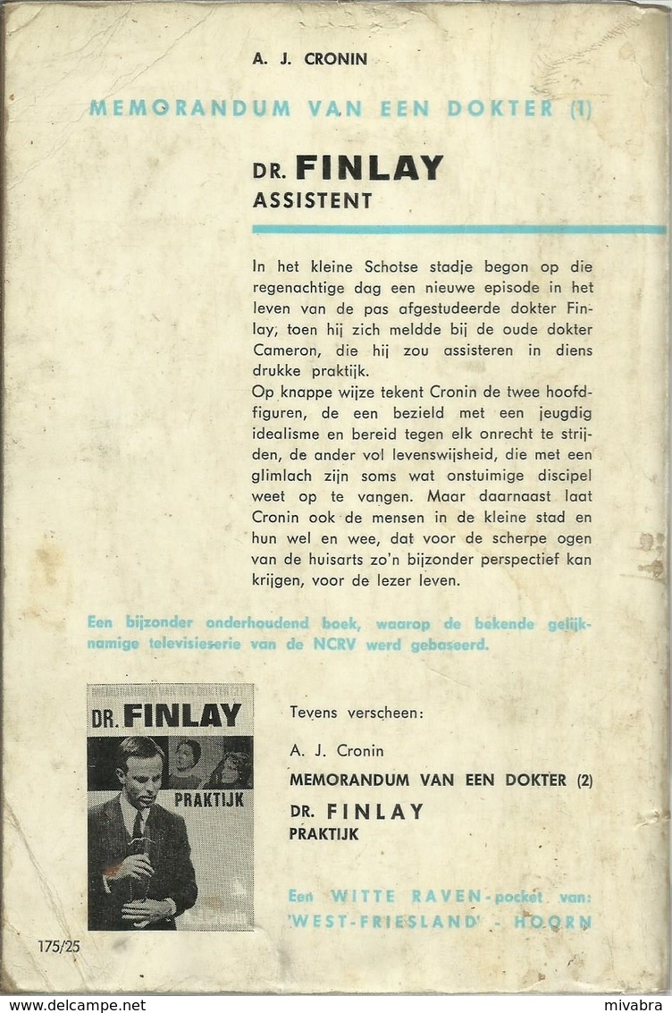 DR. FINLAY  MEMORANDUM VAN EEN DOKTER  / 1 - ASSISTENT 2 - PRAKTIJK - A. J. CRONIN - WITTE RAVEN Pockets - Littérature