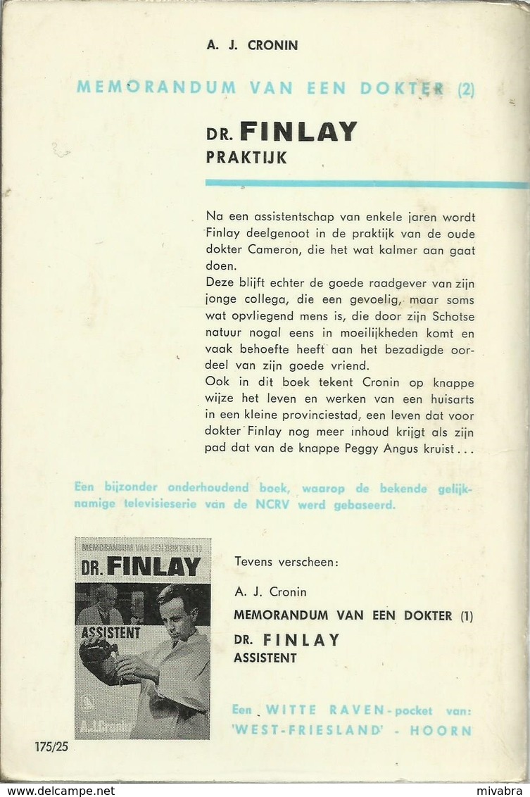 DR. FINLAY  MEMORANDUM VAN EEN DOKTER  / 1 - ASSISTENT 2 - PRAKTIJK - A. J. CRONIN - WITTE RAVEN Pockets - Littérature