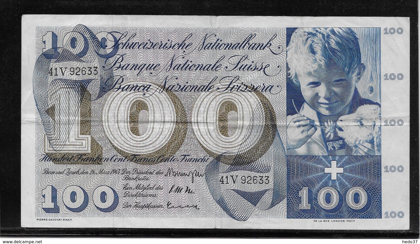 Suisse - 100 Francs - Pick N°49e - TTB - Suiza