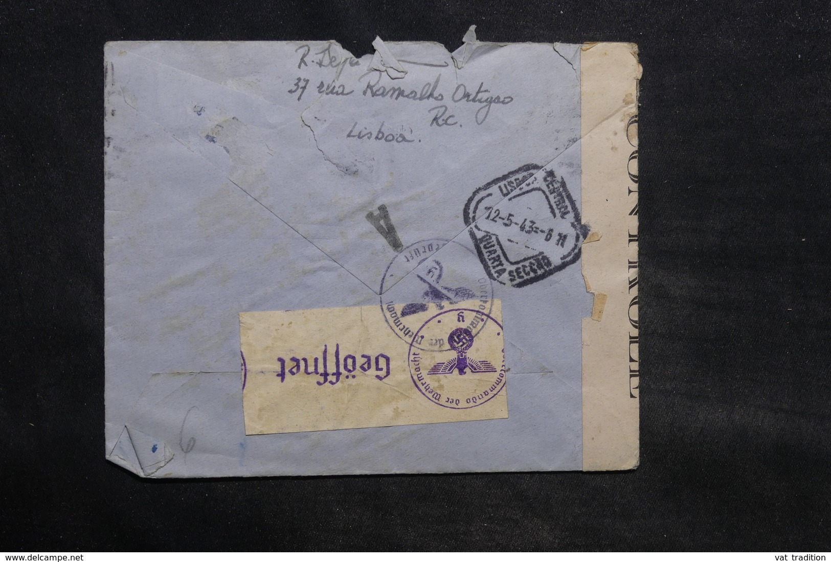 PORTUGAL - Enveloppe De Lisbonne Pour La France En 1943 Avec Contrôles Postaux - L 34534 - Brieven En Documenten