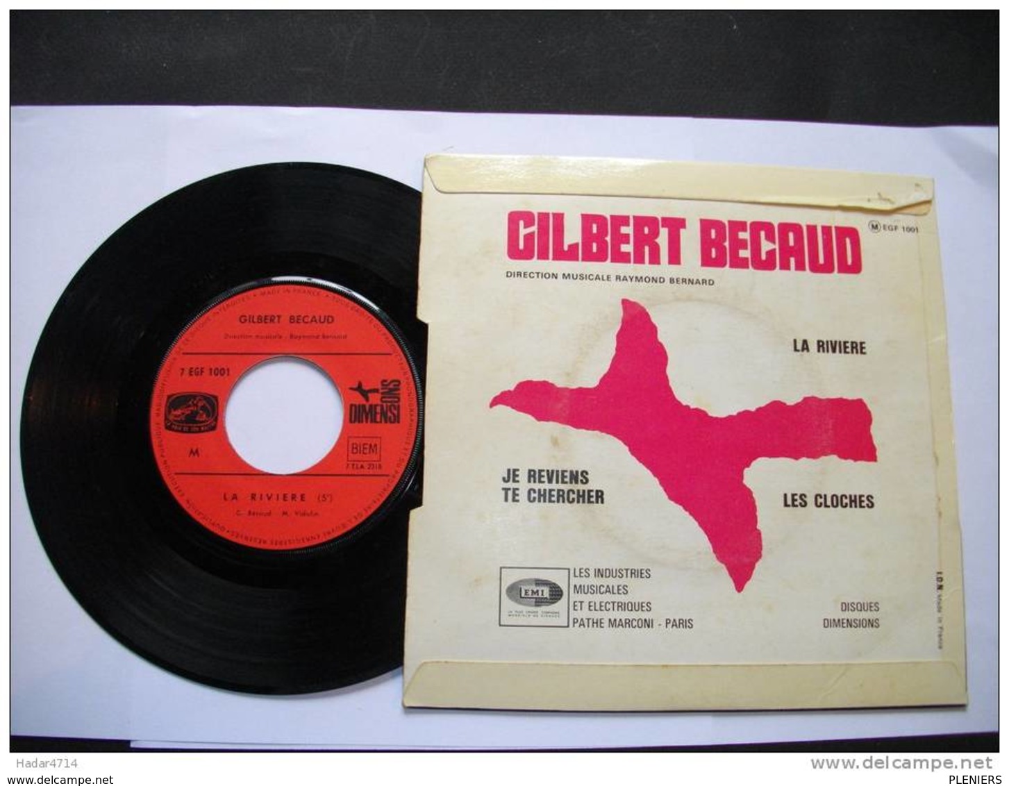 GILBERT BECAUD / LA RIVIERE/ JE REVIENS TE CHERCHER/ LES CLOCHES - LA VOIX DE SON MAITRE EGF 1001 - Other - French Music