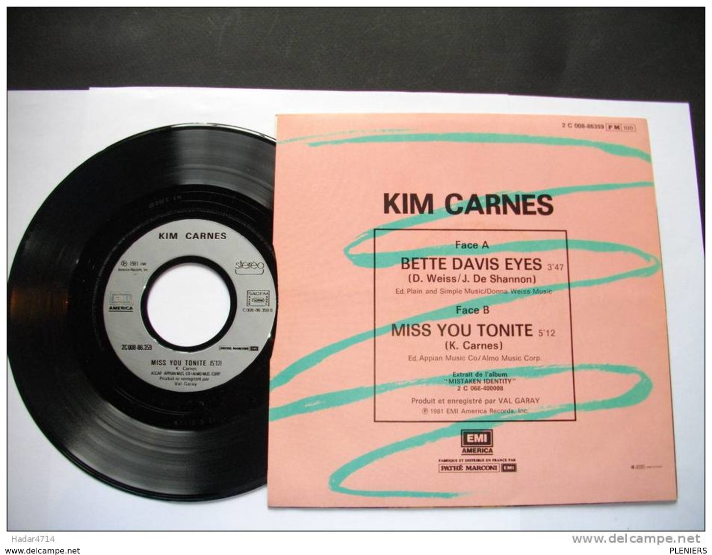 KIM CARNES  BETTE DAVIS EYES /MISS YOU TONITE -  PATHE MARCONI 2 C 008-86359 PM 100 - Other & Unclassified