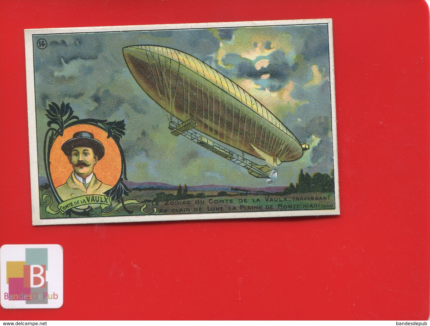 LYON Chocolat Union CHROMO AVIATION AEROSTAT CONTE VAULX Clair Lune Plaine Montichiari Dirigeable - Other & Unclassified