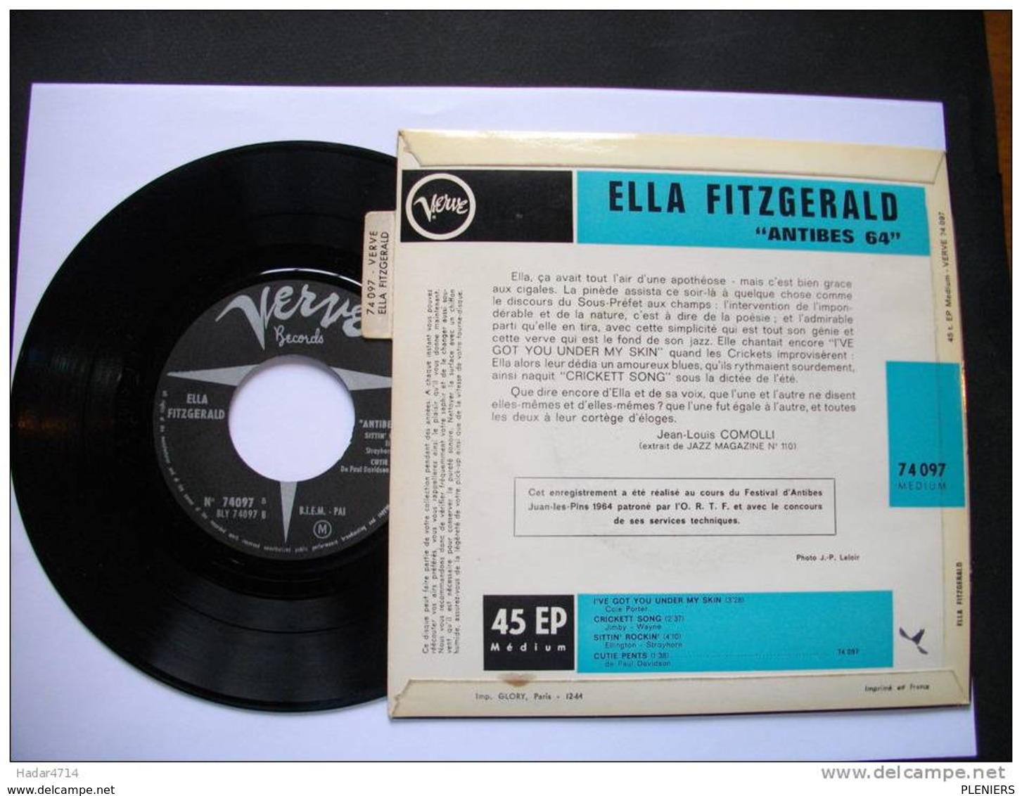 ELLA FITZGERALD "ANTIBES 64" CRICKETT SONG - VERVE 45 EO MEDIUM 74097 - Jazz