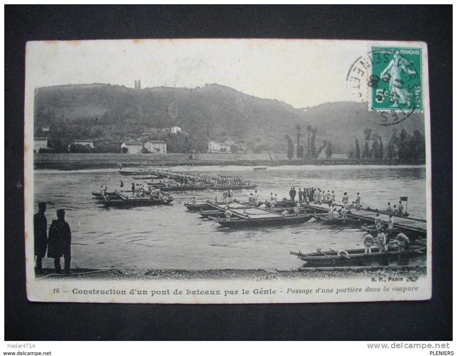 CONSTRUCTION D'UN PONT DE BATEAUX PAR LE GENIE - Passage D'une Portière Dans La Coupure - Manoeuvres