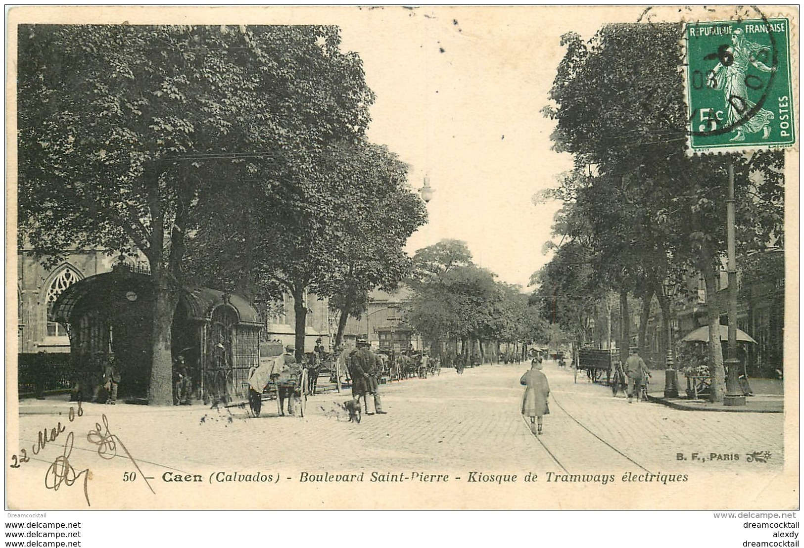 14 CAEN. Top Promotion. Kiosque Tramways électriques Boulevard Saint-Pierre 1908 - Caen