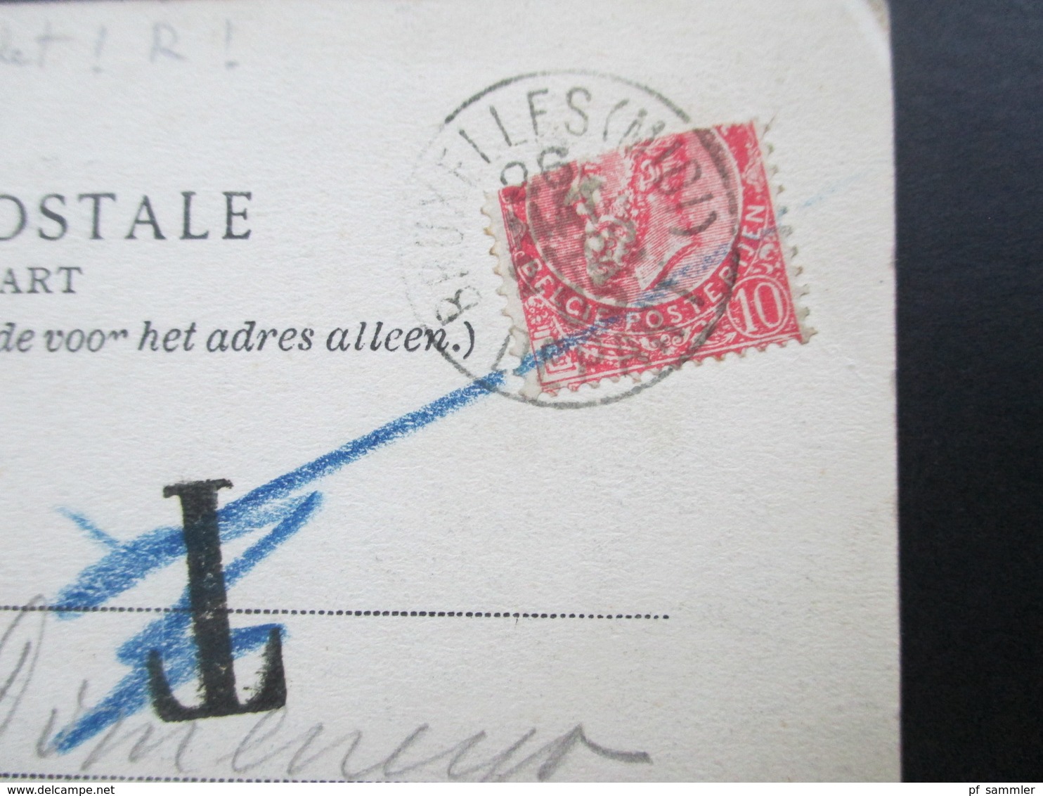 Belgien 1905 PK Mit Versuchtem Postbetrug / Halbierung! Nachporto T Stempel Ak Stempel Baden Nieder Österr. Bestellt - 1893-1900 Thin Beard