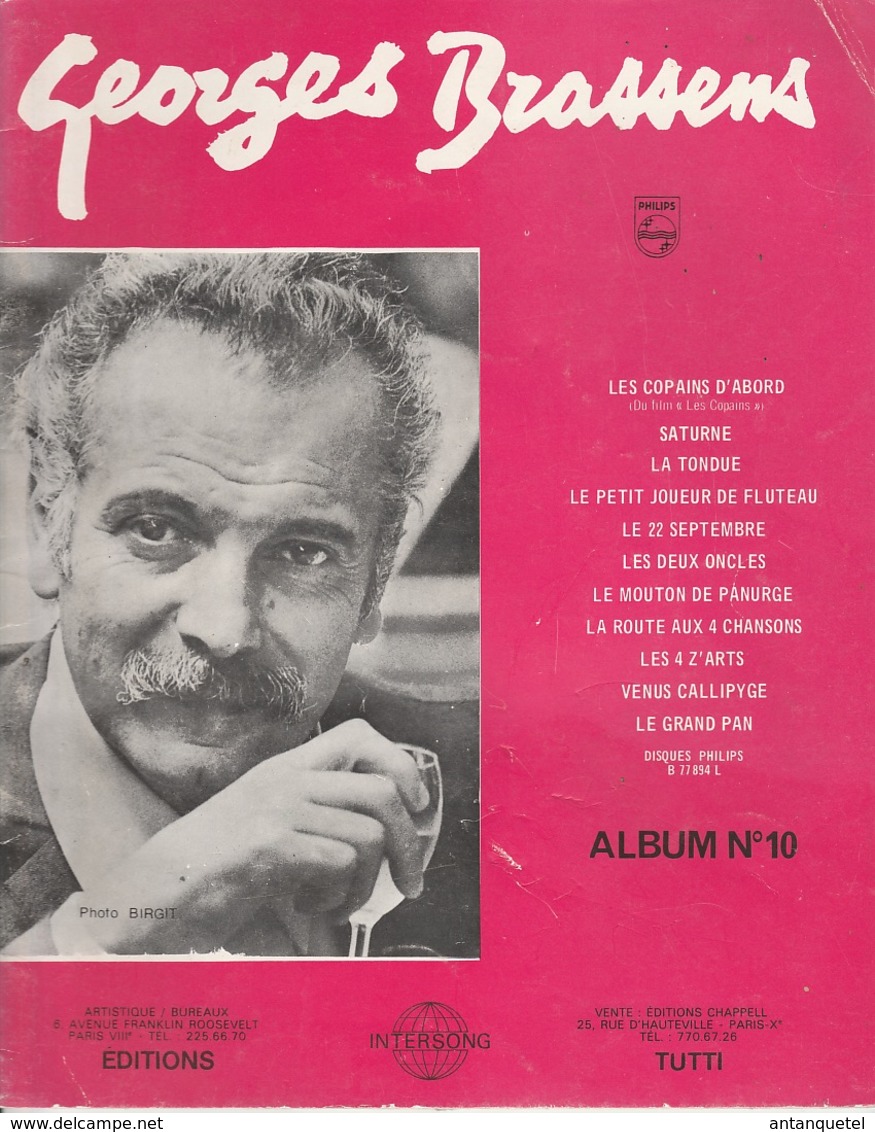 Album Vintage De Partition—Georges Brassens—N°10—Paroles Et Musique—Années 70—Livraison Offerte En France - Autres & Non Classés