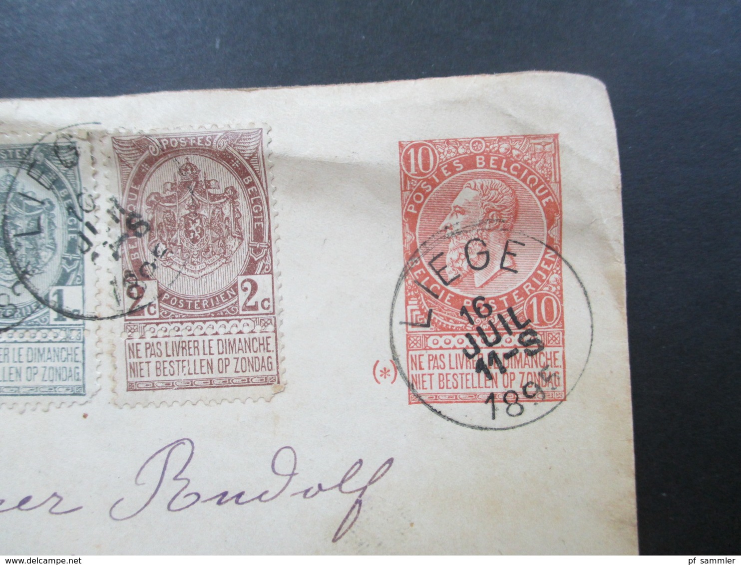 Belgien 1895 GA Umschlag Mit 7 Zusatzfrankaturen Staatswappen Mit Verbindungsleiste Nach Leoben Steiermark - Letter Covers