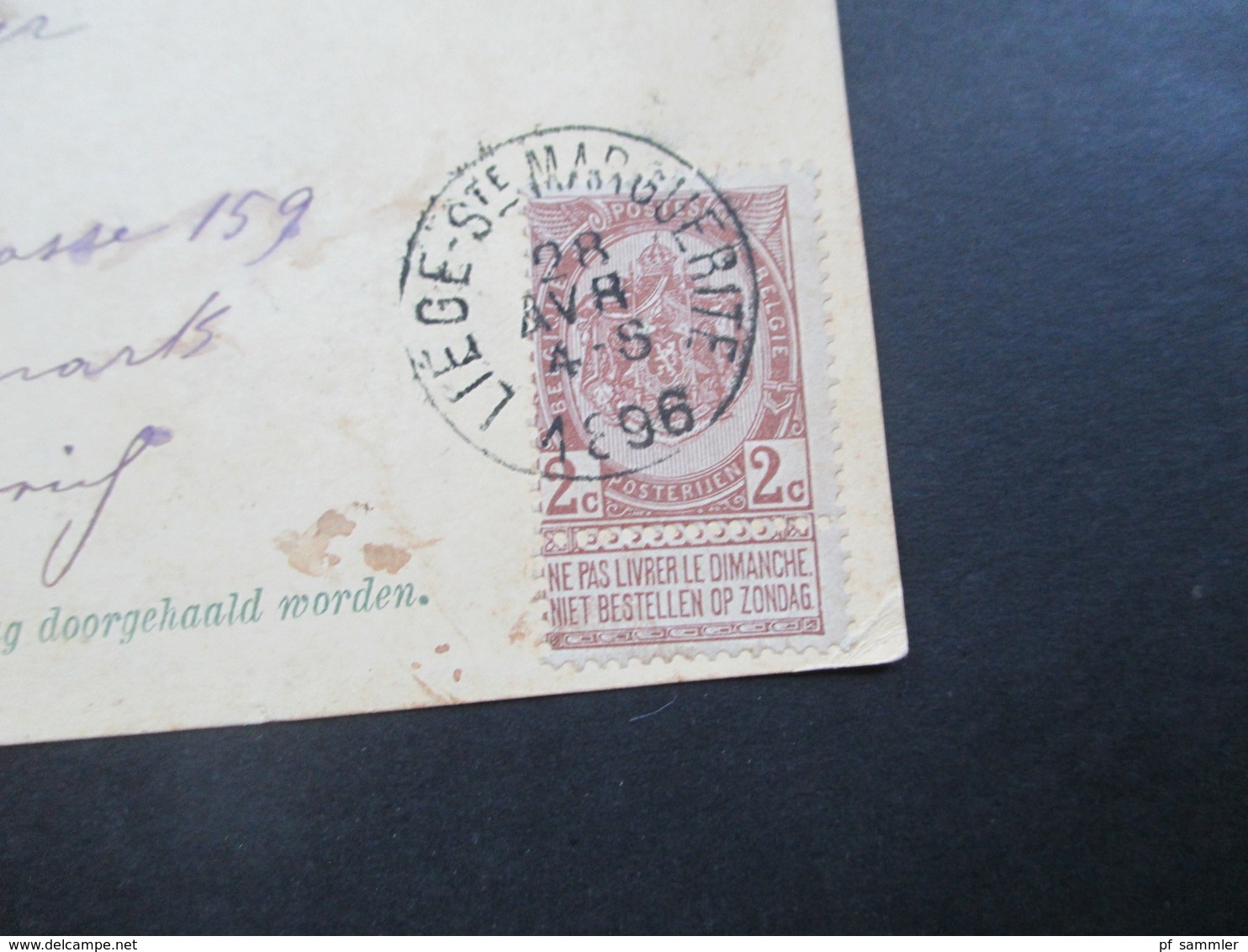 Belgien 1896 GA Mit 3 Zusatzfrankaturen Staatswappen Mit Verbindungsleiste Nach Leoben Steiermark Strichstempel - Briefkaarten 1871-1909