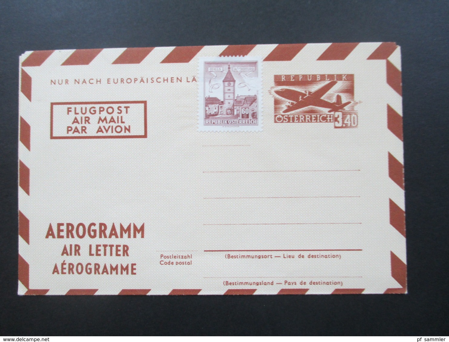 Österreich 1950 / 60er Jahre Aerogramm 7 Stück teilweise IFA und WIPA Zudrucke! 6x ungebraucht und 1x FDC Einschreiben