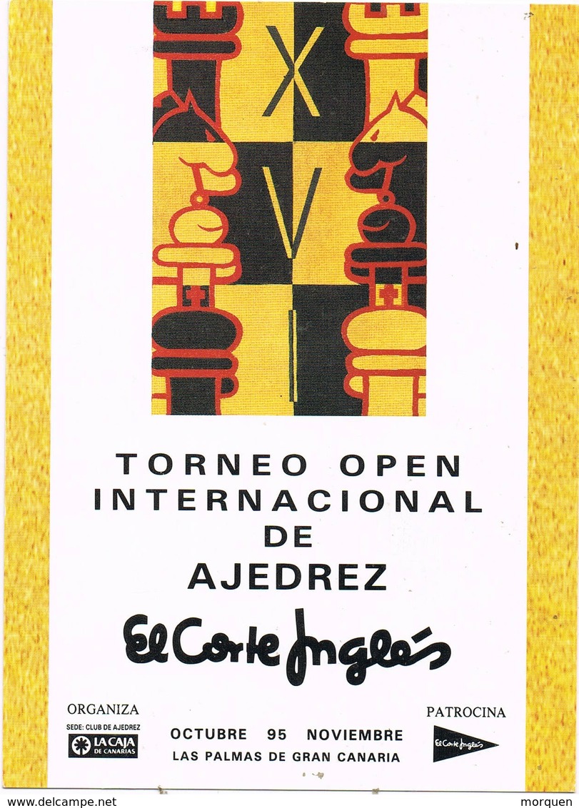 33401. Tarjeta LAS PALMAS (Canarias) 1995. XVI Torneo Open AJEDREZ, Corte Inglés - Cartas & Documentos