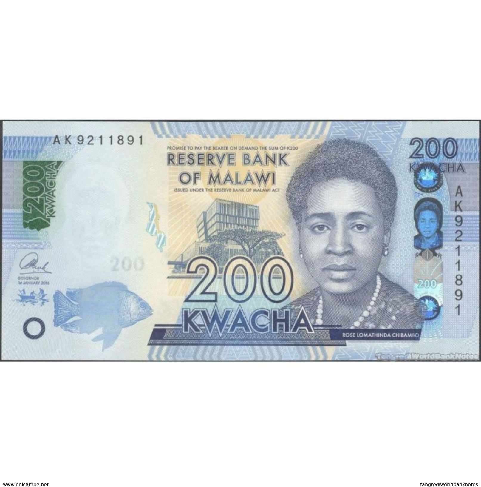 TWN - MALAWI 65A - 200 Kwacha 1.1.2016 Prefix AK UNC - Malawi