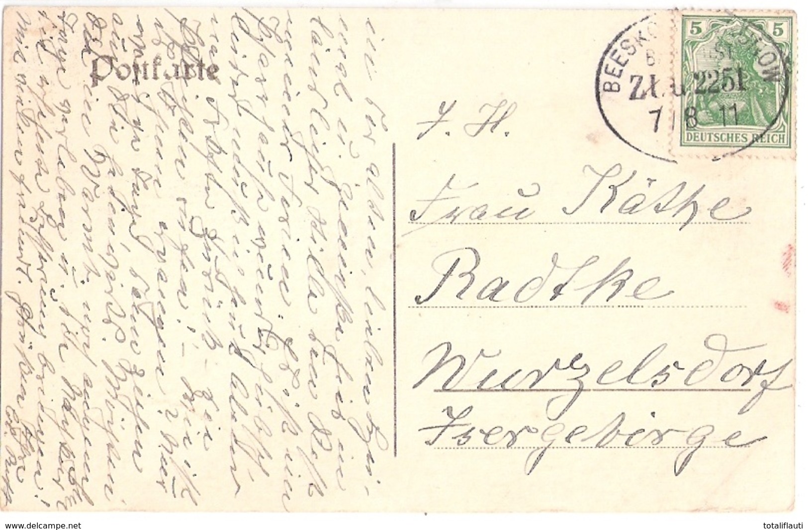 Gruss Aus SAUEN Gem Rietz Neuendorf Gasthof Schloss Jugendstil Bahnpost BEESKOW - ...UNOW ZUG 2251 7.8.1911 - Rietz-Neuendorf