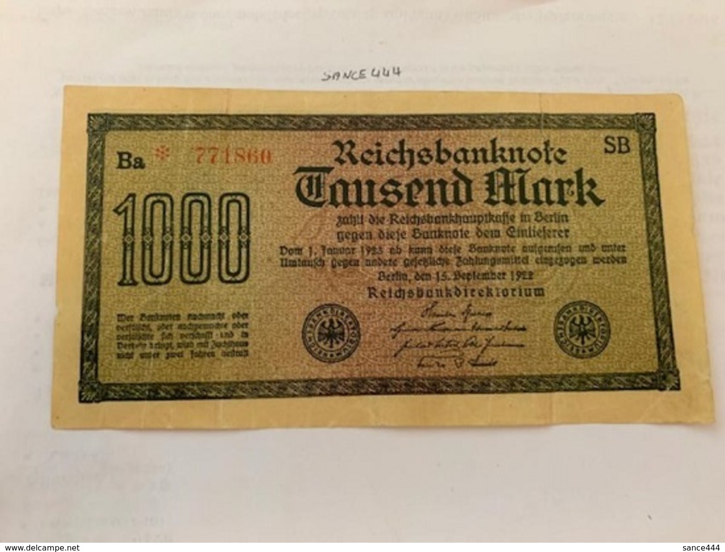 Germany 1000 Marks Banknote - 1000 Reichsmark