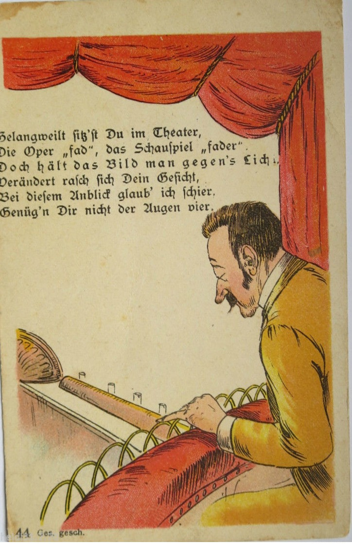 "Scherzkarte, Männer, Theater, Ballett" 1900, Halt Gegen Das Licht ♥ (14304) - Controluce