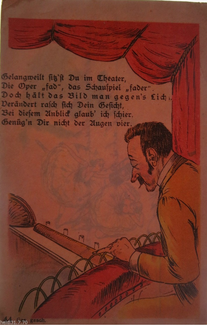 "Scherzkarte, Männer, Theater, Ballett" 1900, Halt Gegen Das Licht ♥ (14304) - Halt Gegen Das Licht/Durchscheink.