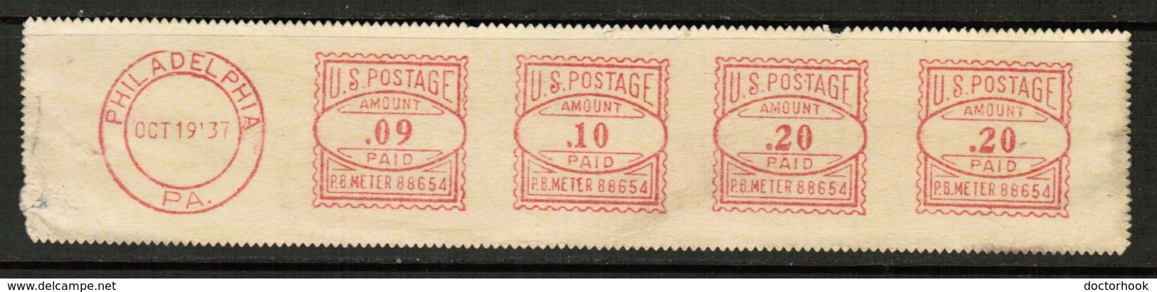 U.S.A.  Scott # UNLISTED 1937 METER STAMP---SOLD "as Is" (LG-1174) - Vignette [ATM]