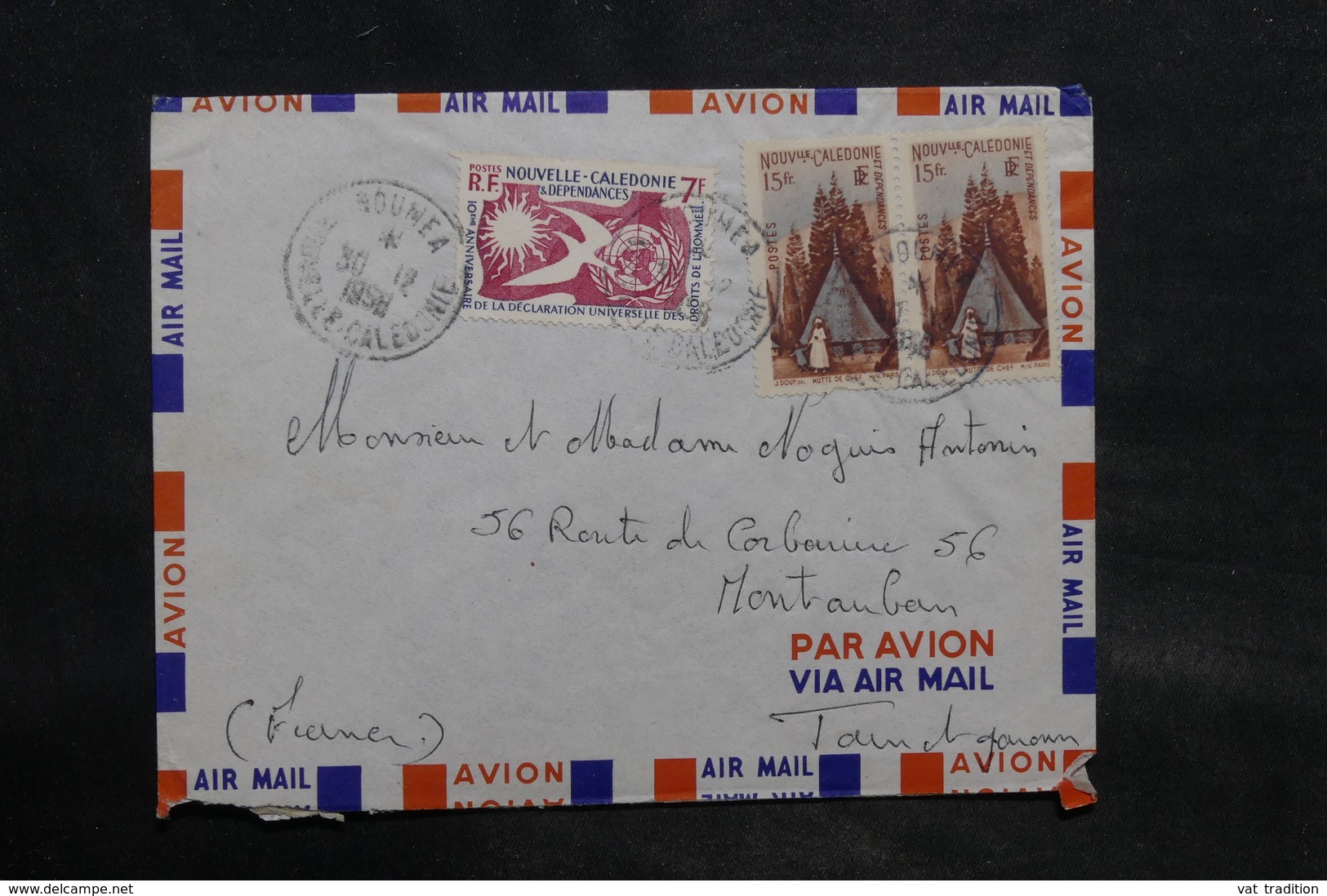 NOUVELLE CALÉDONIE - Enveloppe De Nouméa Pour La France En 1958, Affranchissement Plaisant - L 34596 - Cartas & Documentos