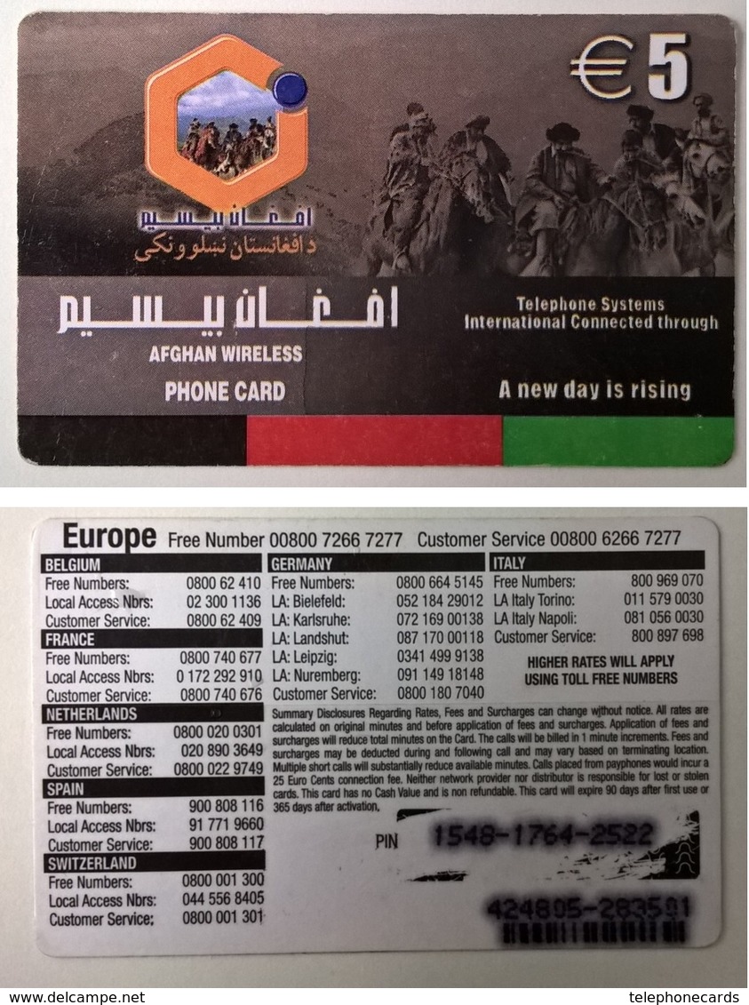 AFGHANISTAN___rare Calling Card €5___Afghan Wireless Remote Memory Card - Afghanistan