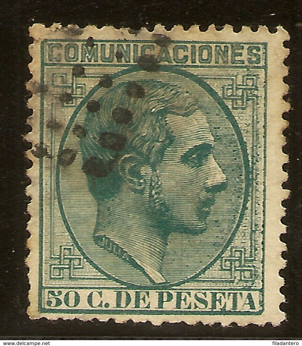 España Edifil 196 (º) 50 Céntimos Verde  Alfonso XII   1878   NL1467 - Usados