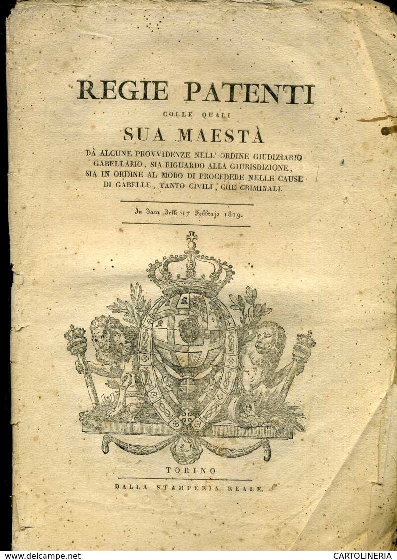 Regno Di Sardegna Decreto 1819 Pagine 36 Ordine Giudiziario - Decreti & Leggi