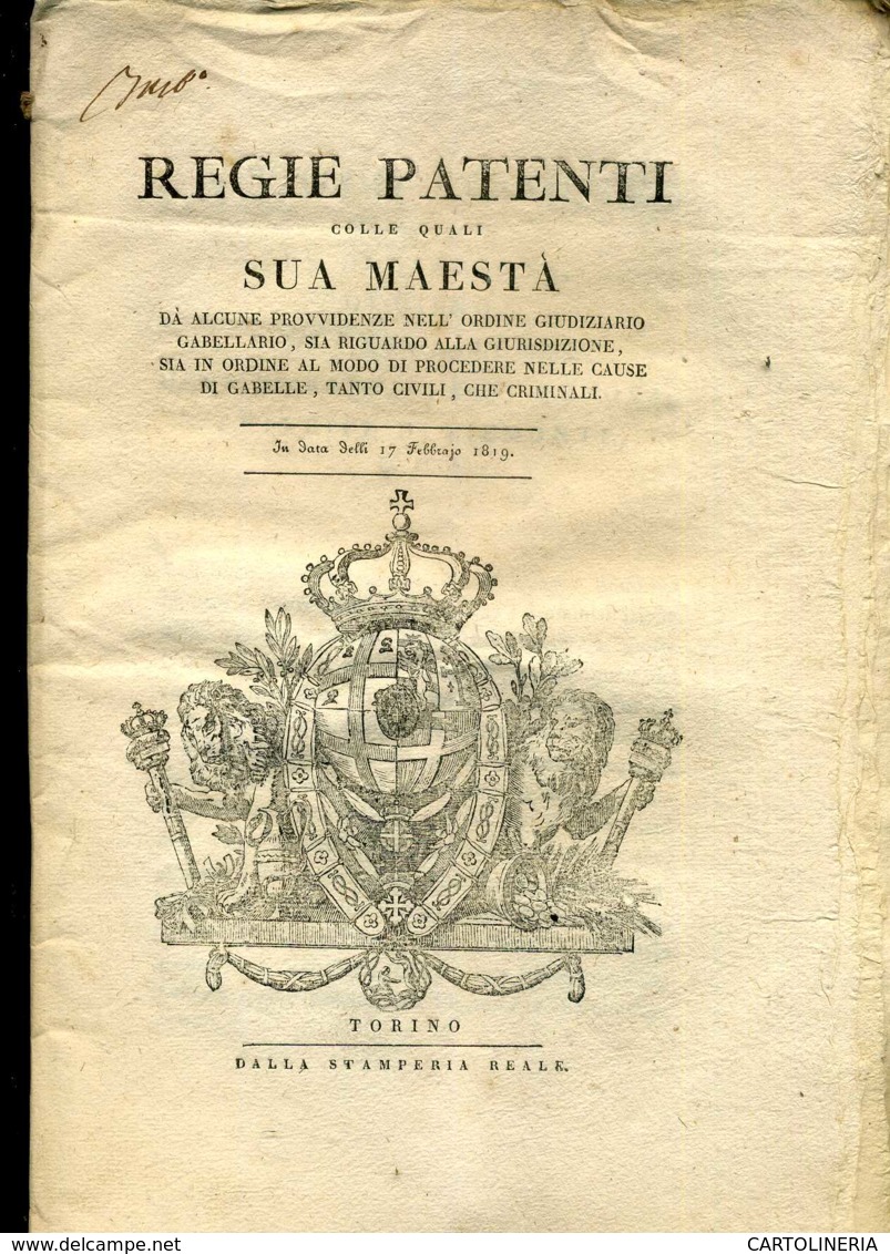 Regno Di Sardegna Decreto 1819 Pagine 36 Ordine Giudiziario - Decreti & Leggi