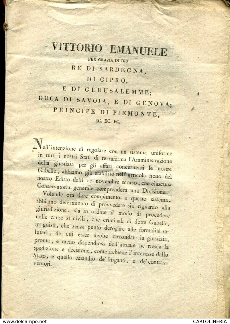 Regno Di Sardegna Decreto 1819 Pagine 36 Ordine Giudiziario - Decreti & Leggi