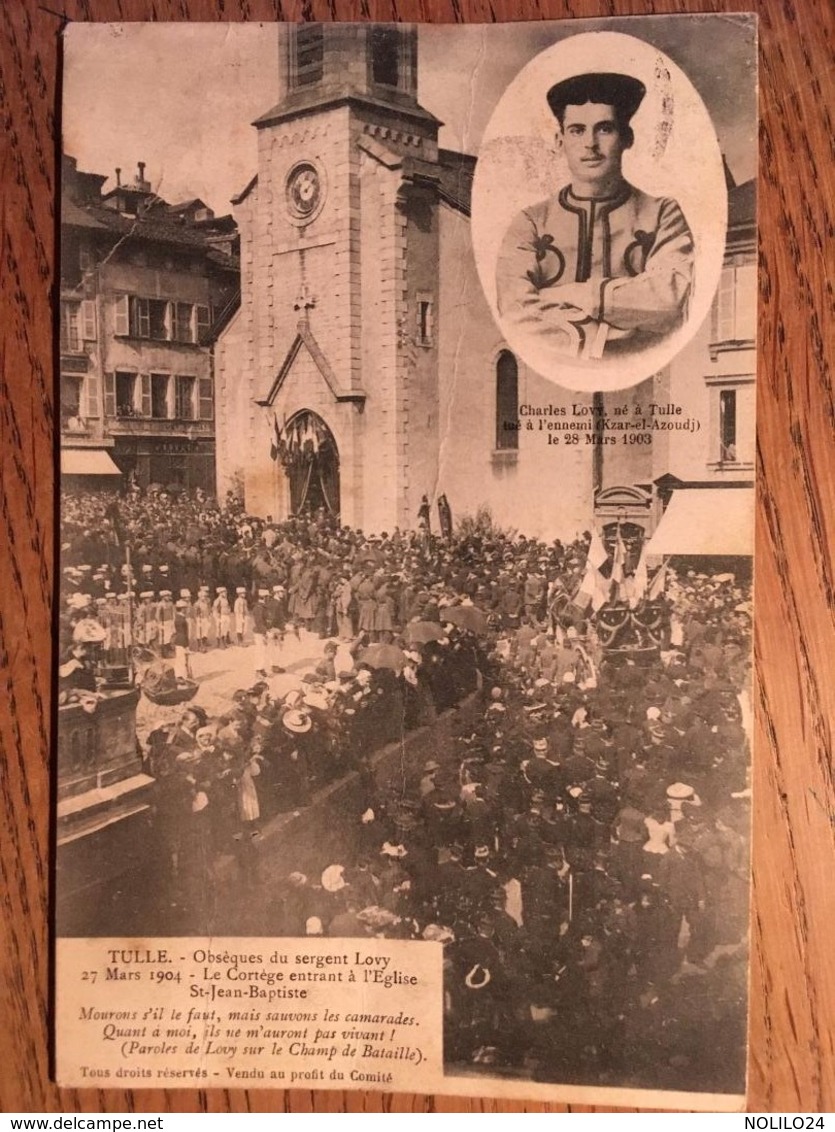 CPA,Tulle, Corrèze,19, Obsèques Du Sergent Lovy,le Cortège Rentrant à L'Eglise St Jean-Baptiste, écrite En 1904, Timbre - Tulle