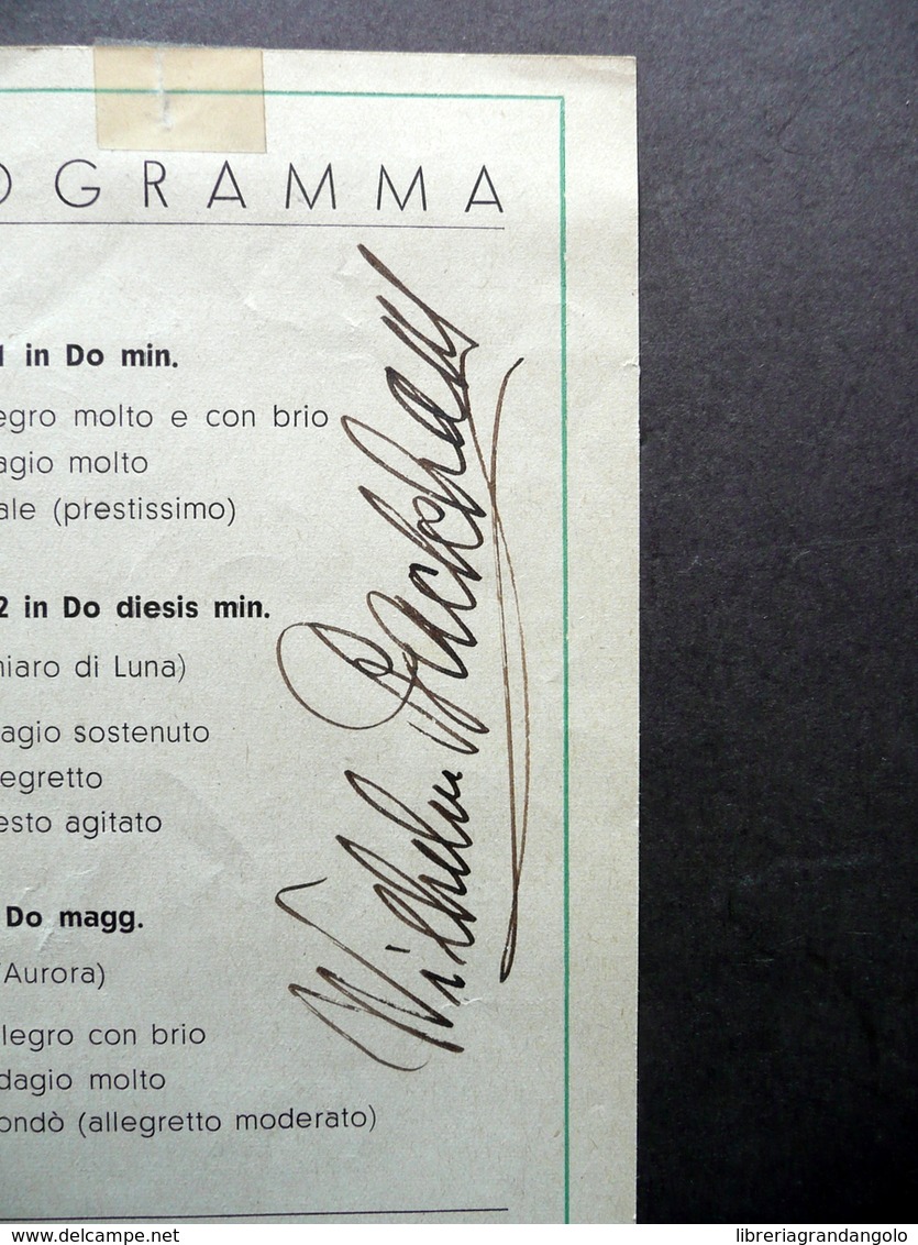 Autografo Wilhelm Backhaus Pianista Firma Programma Concerto Teatro Nuovo 1948 - Other & Unclassified