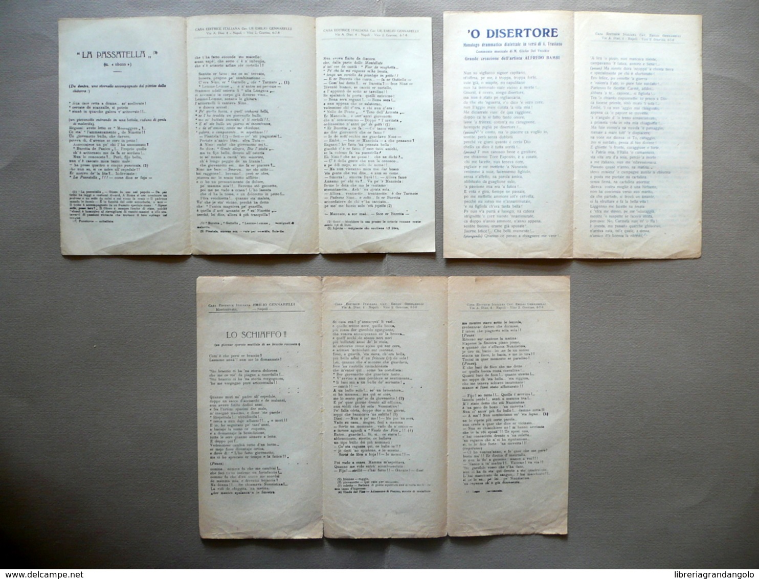 Tre Monologhi Amerigo Giuliani Alfredo Bambi Trusiano Dialetto Napoli 1917 - Non Classificati