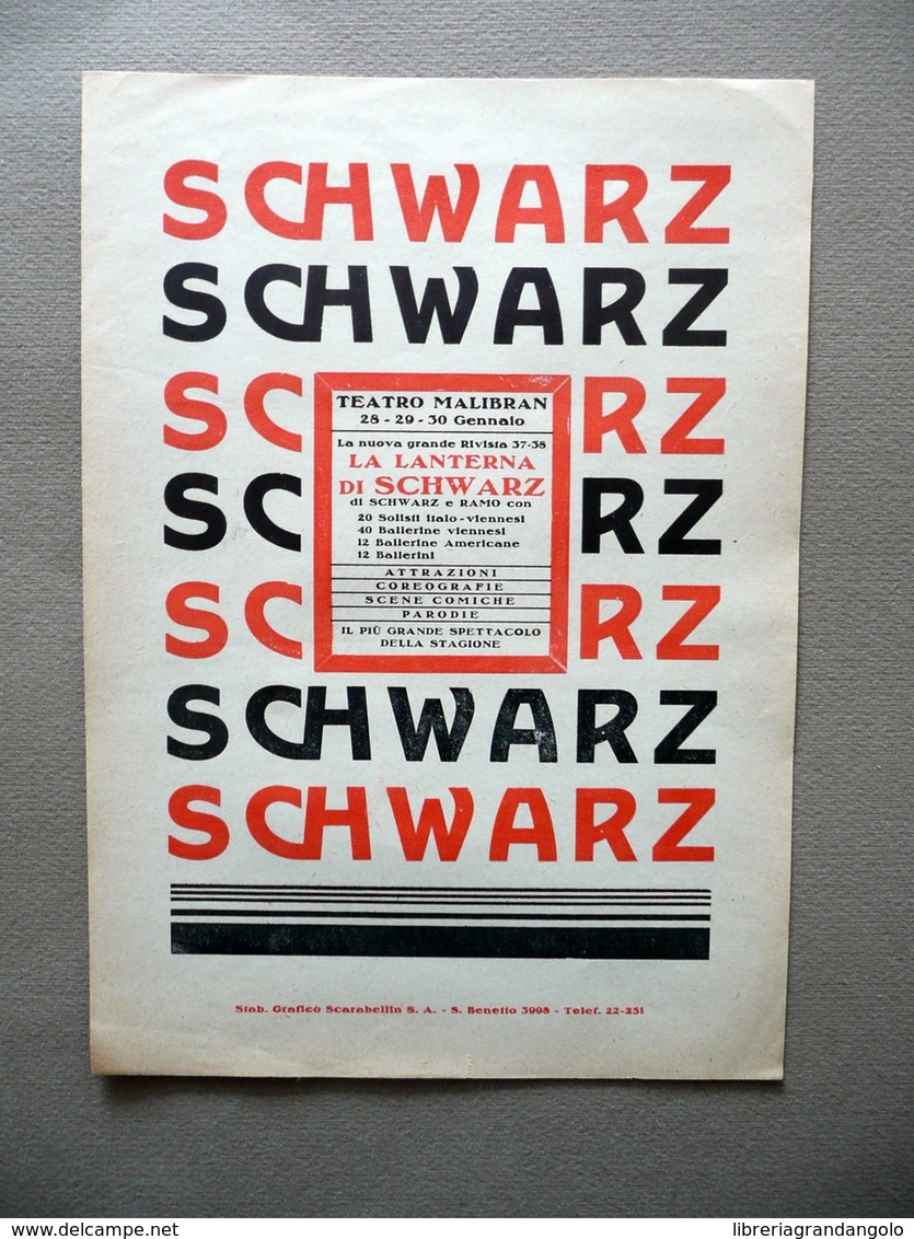 Foglio Volante Teatro Malibran Rivista Lanterna Di Schwarz Spettacolo Anni '40 - Non Classificati