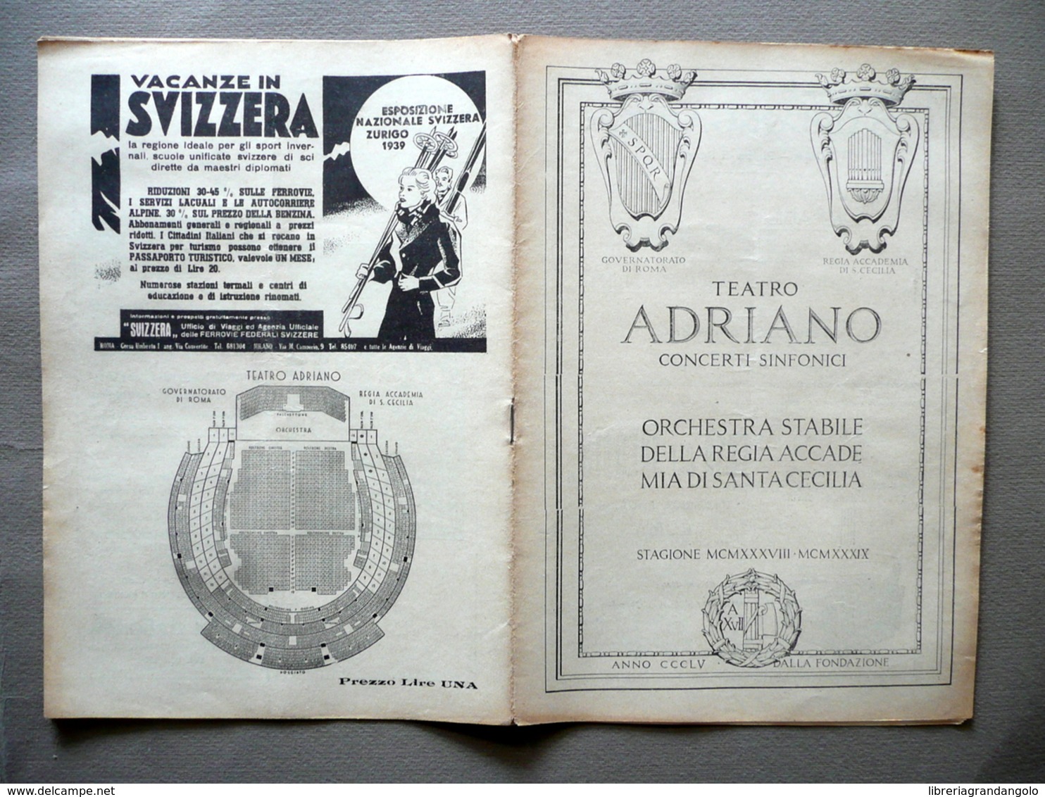 Programma Teatro Adriano Roma Concerto Igor Soulima Strawinsky Pianoforte 1938 - Non Classificati