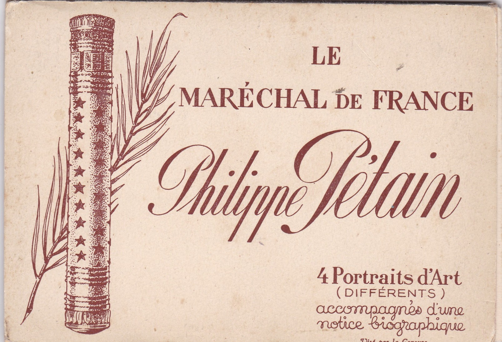 PHILIPPE PETAIN  MARECHAL  DE  FRANCE  :  4  PORTAITS  D' ART  DANS  LEUR  POCHETTE  (  9  SCANS  )  .  RARE  AINSI  . - Other & Unclassified