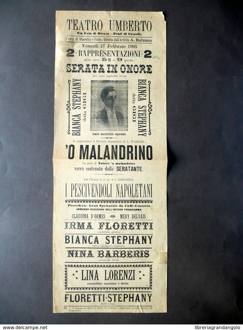 Locandina Teatro Umberto Bianca Stephany Comica Macchiettista 'O Malandrino - Unclassified