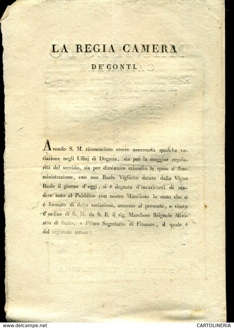 Regno Di Sardegna Decreto 1819 Pagine 4 Dazi E Dogane - Decreti & Leggi