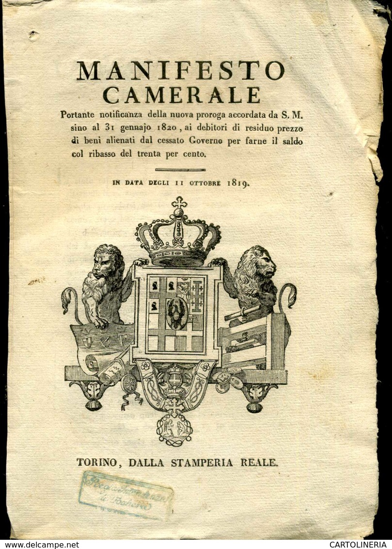 Regno Di Sardegna Decreto 1819 Pagine 4 Condono Fiscale - Decreti & Leggi