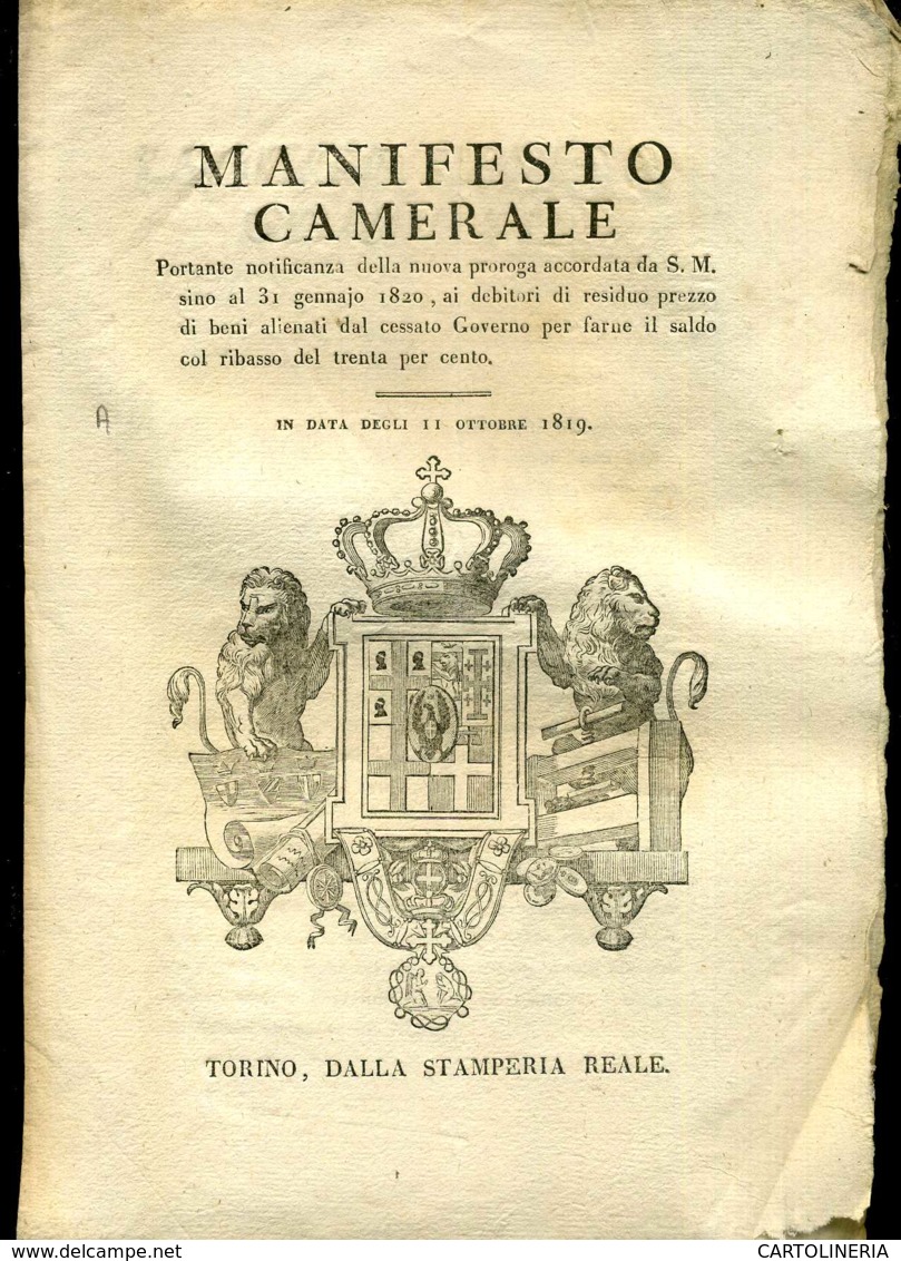 Regno Di Sardegna Decreto 1819 Pagine 4 Condono Fiscale - Decretos & Leyes