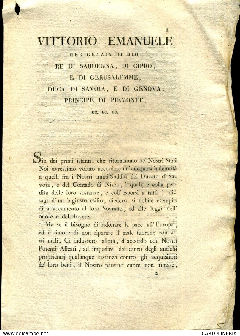 Regno Di Sardegna Decreto 1818 Pagine 16 Rendita Perpetua Ai Sudditi - Decrees & Laws