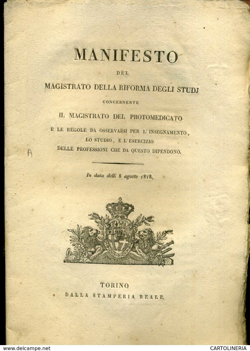 Regno Di Sardegna Decreto 1818 Pagine 43 Riforma Degli Studi - Decreti & Leggi