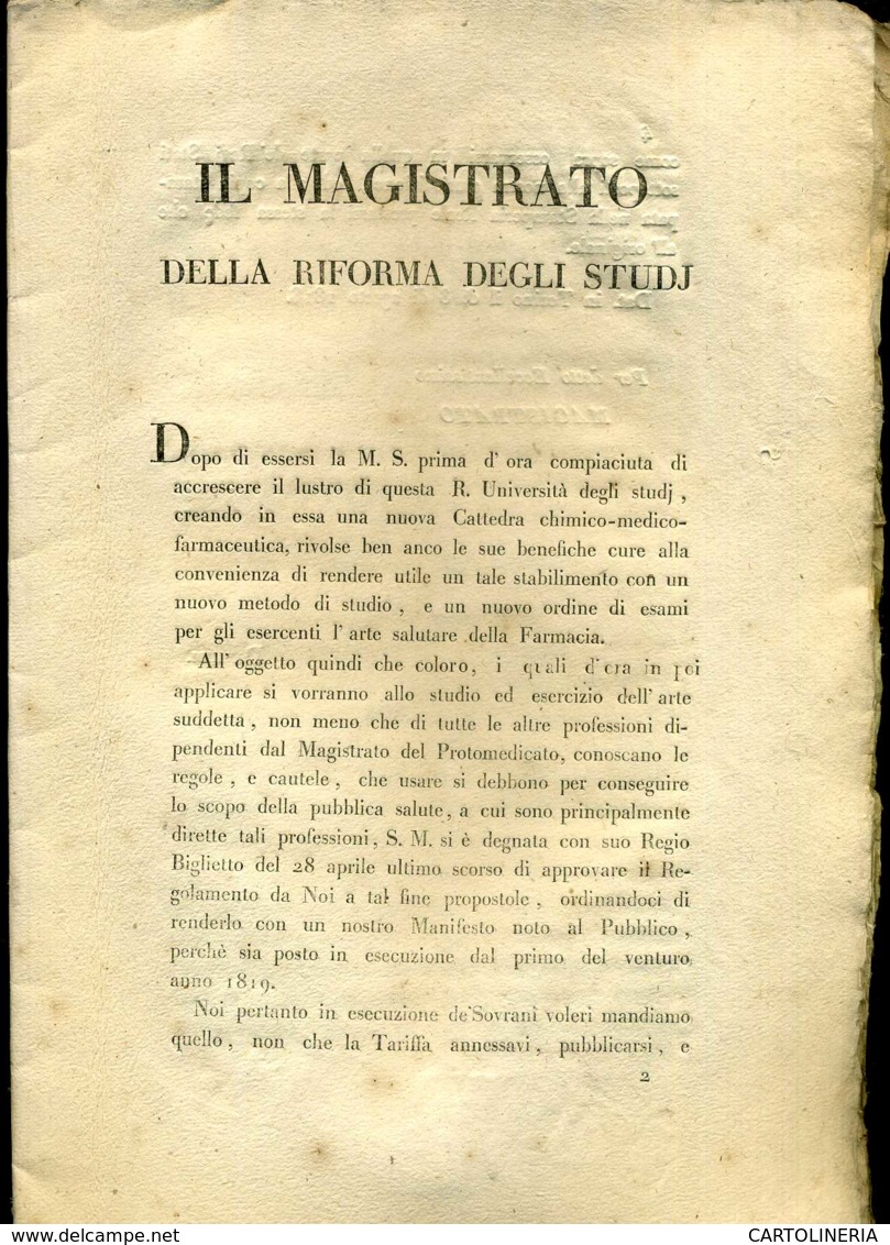 Regno Di Sardegna Decreto 1818 Pagine 43 Riforma Degli Studi - Decreti & Leggi